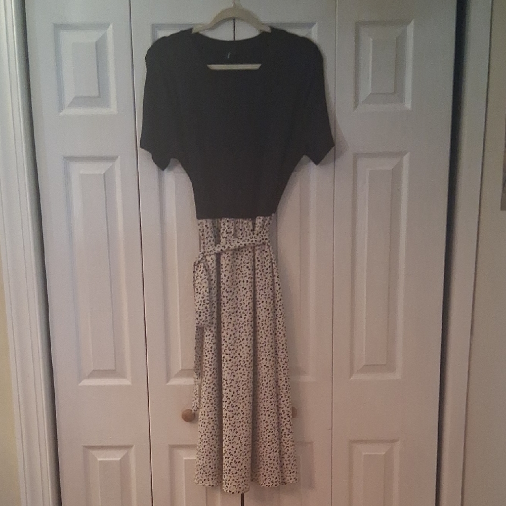 Elegant Black and Cream Dress